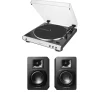 Audio Technica ATLP60XBT Fully Automatic Bluetooth Wireless Turntable White with AT-SP3X Powered Bookshelf Speakers HiFi Package