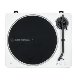 Audio Technica AT-LP70XBT Fully Automatic Bluetooth Wireless Turntable with Kanto ORA4 140W Powered Reference Speakers HiFi Package White