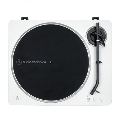 Audio Technica AT-LP70XBT Fully Automatic Bluetooth Wireless Turntable with Kanto ORA4 140W Powered Reference Speakers HiFi Package White