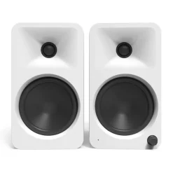 Audio Technica AT-LP70XBT Fully Automatic Bluetooth Wireless Turntable with Kanto ORA4 140W Powered Reference Speakers HiFi Package White