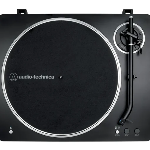 Audio Technica AT-LP70XBT Fully Automatic Bluetooth Wireless Turntable with Kanto ORA4 140W Powered Reference Speakers HiFi Package Black