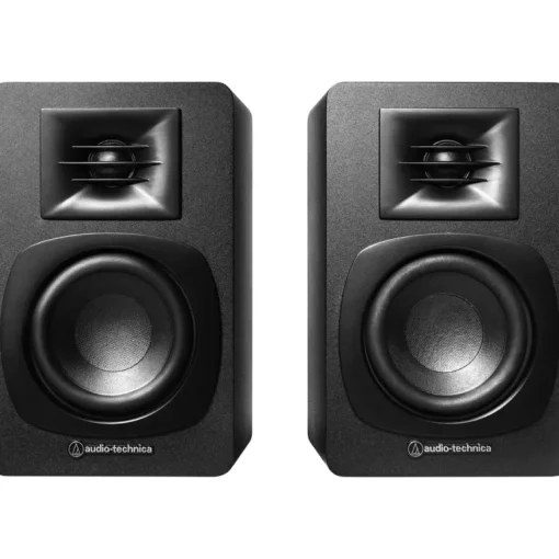 Audio Technica ATLP60XBT Fully Automatic Bluetooth Wireless Turntable White with AT-SP3X Powered Bookshelf Speakers HiFi Package
