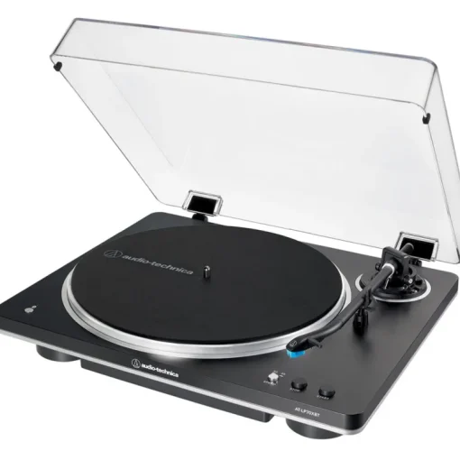 Audio Technica AT-LP70XBT Fully Automatic Bluetooth Wireless Turntable with Kanto ORA4 140W Powered Reference Speakers HiFi Package Black