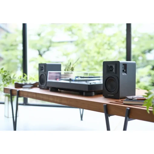 Audio Technica ATLP60XBT Fully Automatic Bluetooth Wireless Turntable White with AT-SP3X Powered Bookshelf Speakers HiFi Package