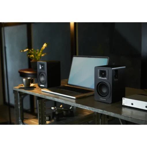 Audio Technica AT-LP70XBT Fully Automatic Bluetooth Wireless Turntable with AT-SP3X Powered Bookshelf Speakers HiFi Package Black