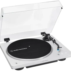 Audio Technica AT-LP70XBT Fully Automatic Bluetooth Wireless Turntable with Kanto ORA4 140W Powered Reference Speakers HiFi Package White