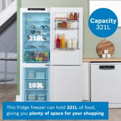 Bosch KGN362WDFG Series 4 Freestanding 60cm Frost Free Fridge Freezer White