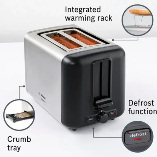 Bosch TAT3P420GB DesignLine 2 Slice Toaster Stainless Steel