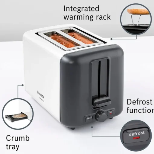 Bosch TAT3P421GB DesignLine 2 Slice Toaster White