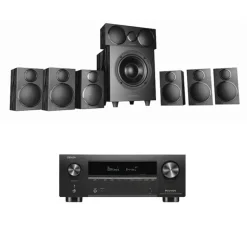DENON AVCX3800H 8K AV Receiver With Wharfedale DX3 HCP 7.1 Speaker Package Black