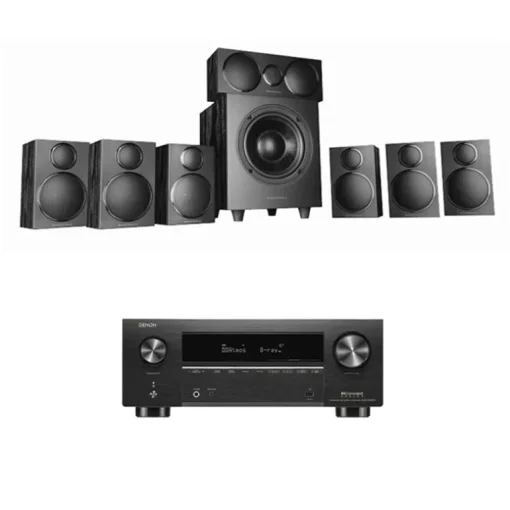 DENON AVCX3800H 8K AV Receiver With Wharfedale DX3 HCP 7.1 Speaker Package Black