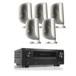 DENON AVCX3800H 8K AV Receiver Bundle With Bowers & Wilkins M-1 Satellite Speaker Black 5.0 System White