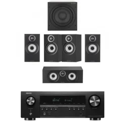 Denon AVRS670H 5.2 Ch 8K AV Receiver with Bowers and Wilkins 607 S3 5.1 Surround Sound Speaker Package Black