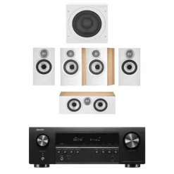 Denon AVRS670H 5.2 Ch 8K AV Receiver with Bowers and Wilkins 607 S3 5.1 Surround Sound Speaker Package Oak