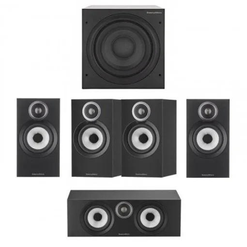 Denon AVRS670H 5.2 Ch 8K AV Receiver with Bowers and Wilkins 607 S3 5.1 Surround Sound Speaker Package Black
