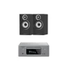Denon CEOL N10 RCDN10 HiFi Network CD Receiver Grey with Bowers & Wilkins 607 S3 Speakers Black