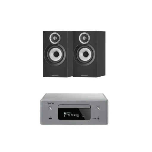 Denon CEOL N10 RCDN10 HiFi Network CD Receiver Grey with Bowers & Wilkins 607 S3 Speakers Black
