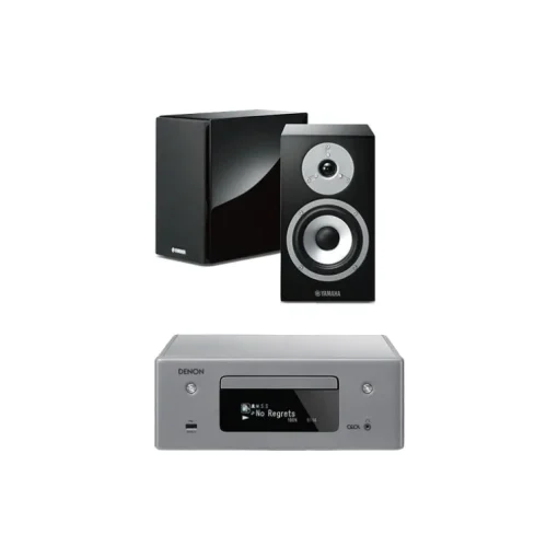 Denon CEOL N10 RCDN10 HiFi Network CD Receiver Grey with Yamaha NSBP401 Bookshelf Speakers Black