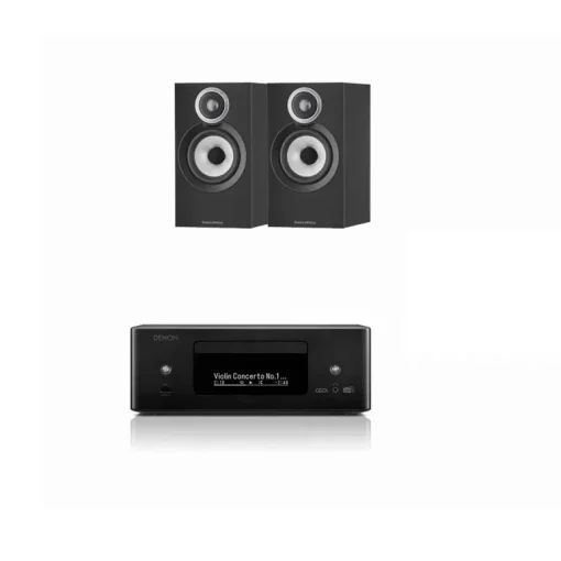 Denon CEOL RCD-N12 DAB+ Hi-Fi System with Bowers & Wilkins 607 S3 Speakers Pair Black