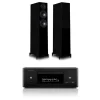 Denon RCD-N12DAB DAB+ All-In-One System Black & Wharfedale Diamond 12.3 Floorstanding Speaker (Pair) Oak Black