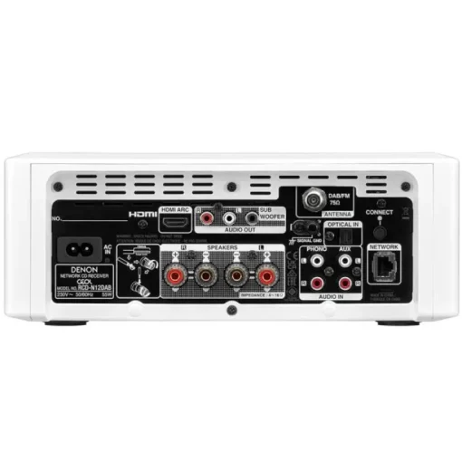 Denon RCD-N12DAB DAB+ All-In-One System White & Wharfedale Diamond 12.3 Floorstanding Speaker (Pair) Light Oak