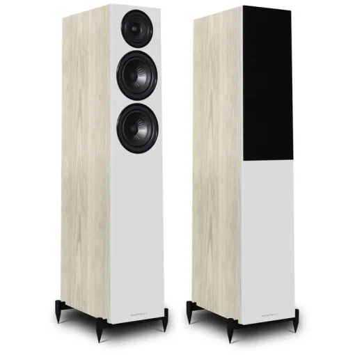 Denon RCD-N12DAB DAB+ All-In-One System White & Wharfedale Diamond 12.3 Floorstanding Speaker (Pair) Light Oak