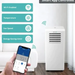 EcoAir Crystal MK2 7000 BTU Portable Air Conditioner with Smart App