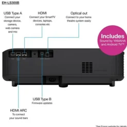 Epson EH-LS800B 4K PRO UHD Super Ultra Short Throw Laser Projector Black