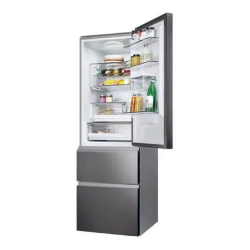 Haier HTW5618EWMP Frost Free Fridge Freezer Dark Inox