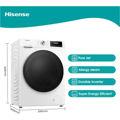 Hisense WFQA9014EVJM 9kg 1400 Spin Freestanding Front Load Washing Machine White