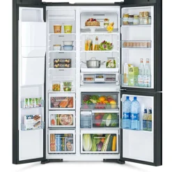Hitachi R-MX700GVGB1 3D American Style Fridge Freezer - Glass Black - LIMITED TIME OFFER