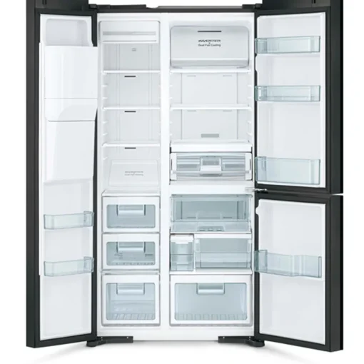 Hitachi R-MX700GVGB1 3D American Style Fridge Freezer - Glass Black - LIMITED TIME OFFER