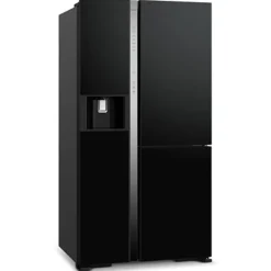 Hitachi R-MX700GVGB1 3D American Style Fridge Freezer - Glass Black - LIMITED TIME OFFER
