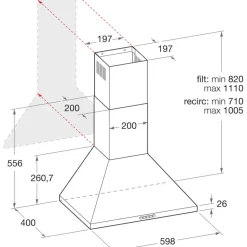 Hotpoint PHPC65FLMX 60cm Chimney Hood White