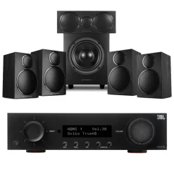 JBL MA310 5.2ch 4K AV Receiver with Wharfedale DX3 HCP 5.1 Speaker Package Black