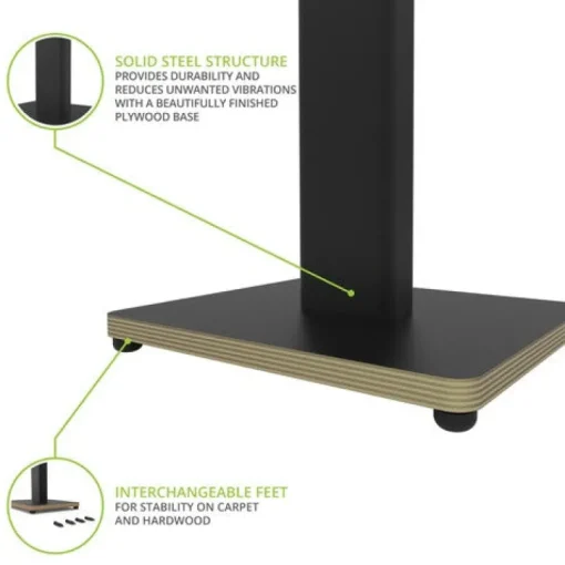 Kanto ST28P Speaker Stands Pair 28 Inch with Plywood Base Black