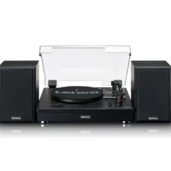 Lenco LS-101 Belt Drive Wooden Bluetooth Turntable and HiFi Speakers Black