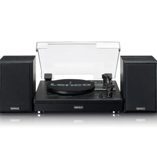 Lenco LS-101 Belt Drive Wooden Bluetooth Turntable and HiFi Speakers Black