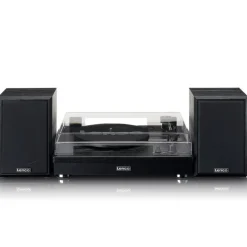 Lenco LS-101 Belt Drive Wooden Bluetooth Turntable and HiFi Speakers Black