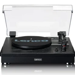 Lenco LS-101 Belt Drive Wooden Bluetooth Turntable and HiFi Speakers Black