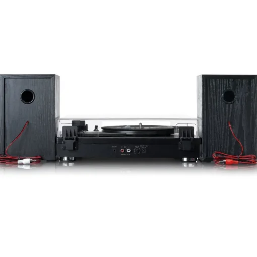 Lenco LS-101 Belt Drive Wooden Bluetooth Turntable and HiFi Speakers Black