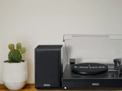Lenco LS-101 Belt Drive Wooden Bluetooth Turntable and HiFi Speakers Black