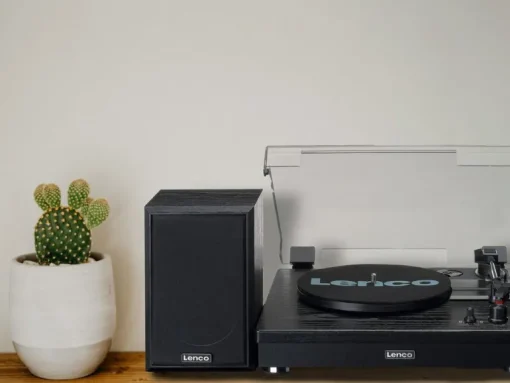Lenco LS-101 Belt Drive Wooden Bluetooth Turntable and HiFi Speakers Black