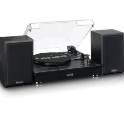 Lenco LS-101 Belt Drive Wooden Bluetooth Turntable and HiFi Speakers Black