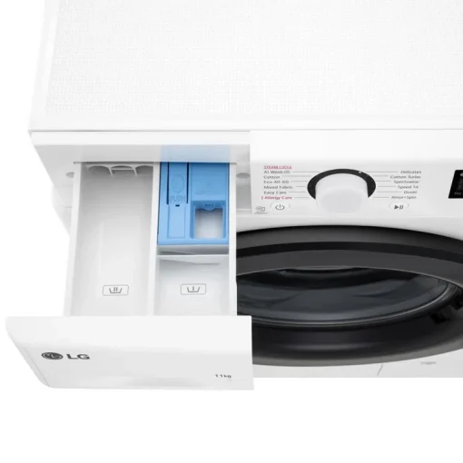 LG F4Y511WBLN1 11kg Steam 1400 Spin Freestanding Front Load Washing Machine White - A Rated