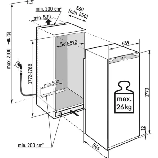 Liebherr Peak SIFNDI5188 178cm 213L Fully Integrated Plumbed-In Upright Freezer