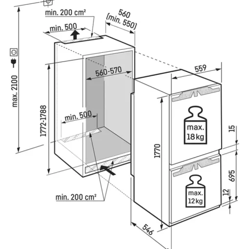 Liebherr Pure ICNC5103 Fully Integrated fridge-freezer with EasyFresh and NoFrost