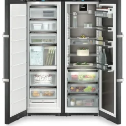 Liebherr XRFBS5295 665L No Frost Freestanding Side by Side Fridge Freezer with Ice Maker in Black Steel