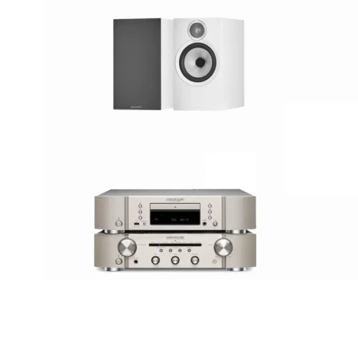 Marantz PM6007 Integrated Amp & CD6007 CD Player Silver with Bowers & Wilkins 606 S3 Speakers White