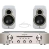 Marantz PM6007 Integrated Amplifier Silver With Q Acoustics Q3020c Bookshelf Speakers White Pair HiFi Package